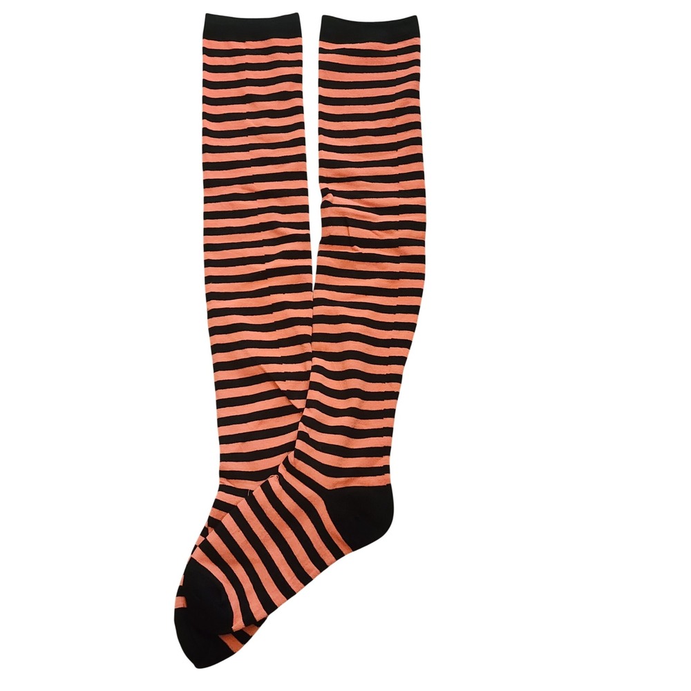 Orange Black Striped Over The Knee Thigh High Socks Halloween Cosplay Costume